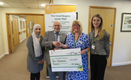 Councillor Zaman presents Hospice with generous fundraising total