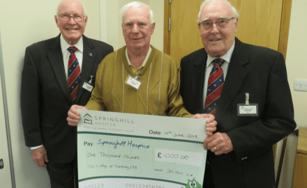 Freemasons donate £1,000 to a cause close to their hearts