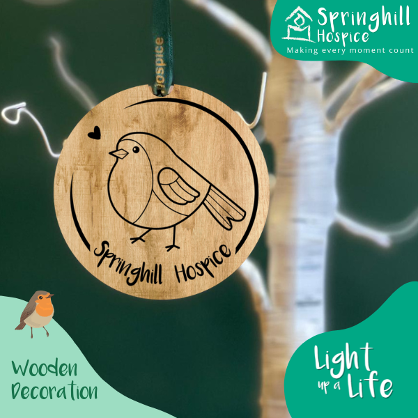 Wooden Hanging Robin Decoration