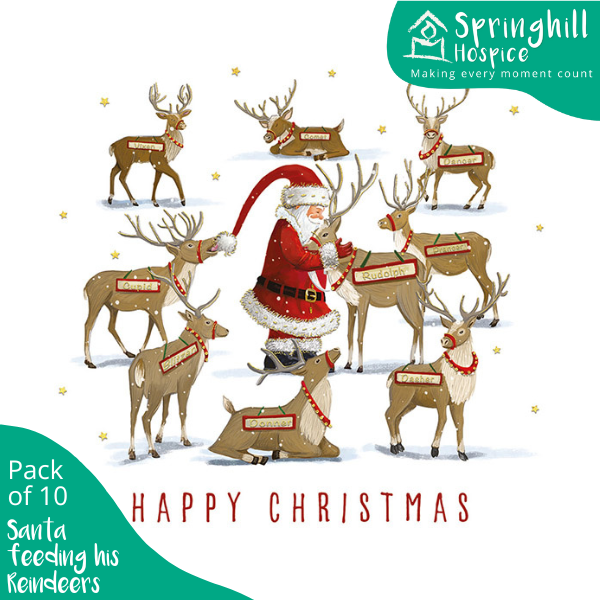 Christmas Cards - Santa Feeding the Reindeers